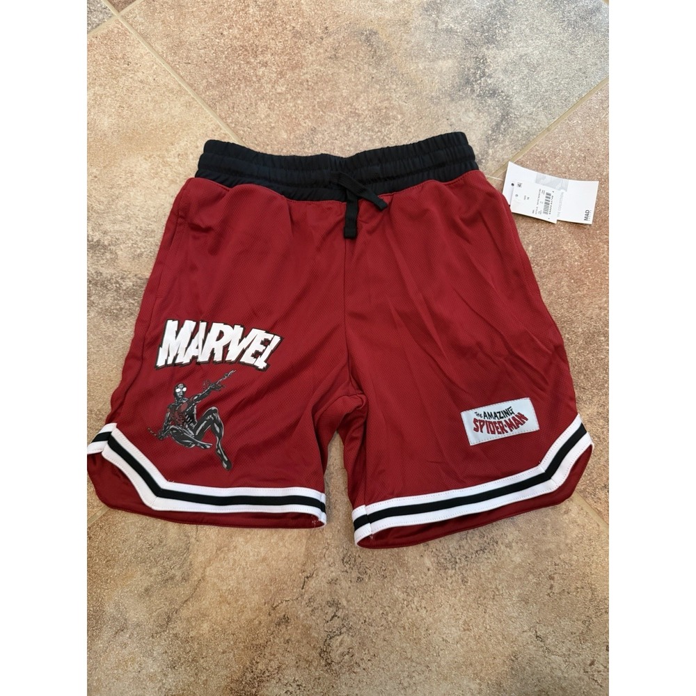 Boys' Marvel Spider-Man Red & Black Basketball Shorts Size Medium NWT
